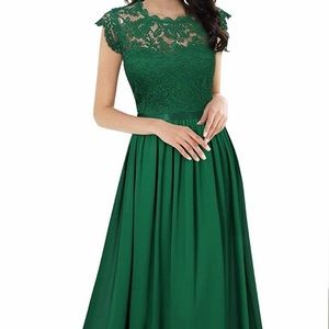 Emerald Green Lace Ballgown Dress